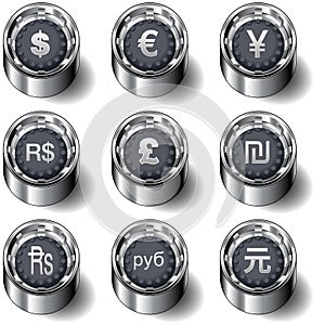 International currency vector button set photo