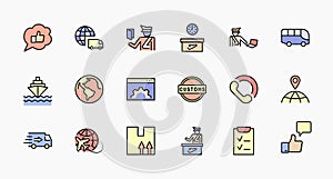 International Customs Day Set Line Vector Icons. Editable Stroke. 32x32 Pixel Perfect