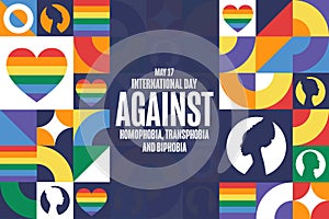 International Day Against Homophobia, Transphobia and Biphobia. May 17. Holiday concept. Template for background, banner