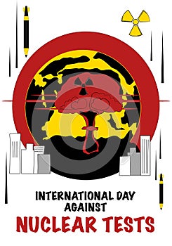 International Day against Nuclear Tests vector poster in flat style.