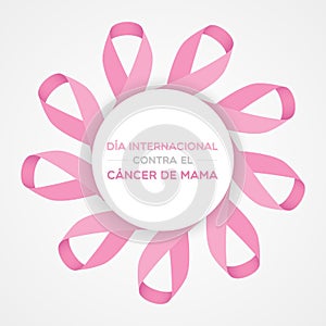 International Day of Breast Cancer in Spanish. Dia internacional contra el cancer de mama. Spanish. Vector illustration, flat photo