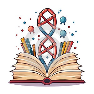 International day of education in cartoon style with dna and book - generated by ai
