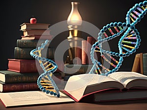 International day of education in cartoon style with dna and book - generated by ai