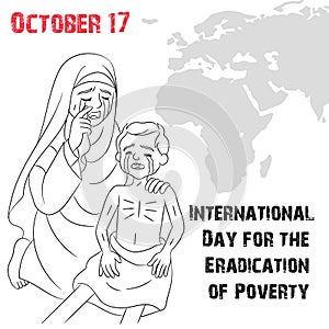 International Day for the Eradication of Poverty Vector Line Art