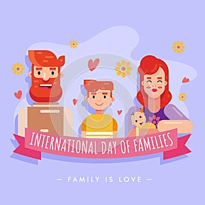 International Day Of Families 15 May, illustration poster family love dad mom son kid vector design