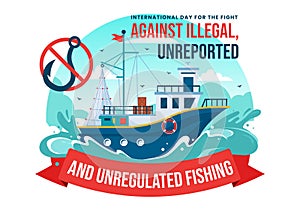 International Day for the Fight Against Illegal, Unreported and Unregulated Fishing Vector Illustration with Rod Fish photo