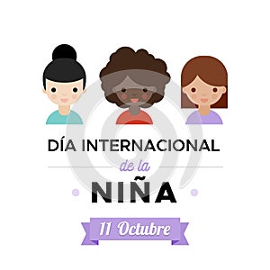 International Day of the Girl Child in Spanish. Dia internacional de la niÃÂ±a. Vector illustration, flat design photo