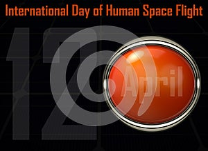 International day of human space flight. 12 April world cosmonautics day banner. Poster cosmonautics day. Space exploration.