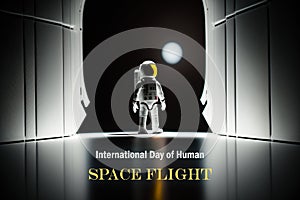 International Day of Human Space Flight, Day of Astronautics, astronaut in the background of black space