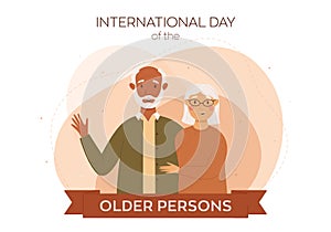 International day of the older persons vector illustration. Black man and a white woman. Design for posters, cards