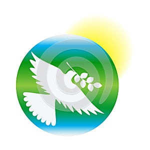 International Day of Peace, dove of peace against the background of earth and sun, vector