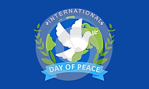 International day of peace with dove. Peace day background with dove