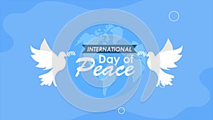 international day of peace lettering with doves
