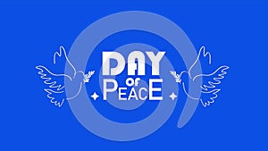 international day of peace lettering with doves