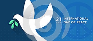 International day of peace The white peace dove sign on blue background with dot and peace circle symblo vector Design
