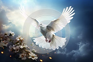 International day of peace or world peace day, symbol of peace - flying dove
