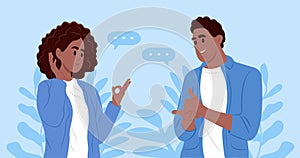 International day of sign languages. A pair of deaf and mute people using sign language to communicate. A man and a