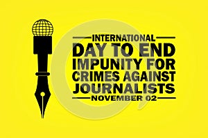 International day to end Impunity for Crimes Against Journalists Vector Illustration