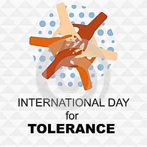 International Day for Tolerance with the six holding hands vector design. Vector illustration.