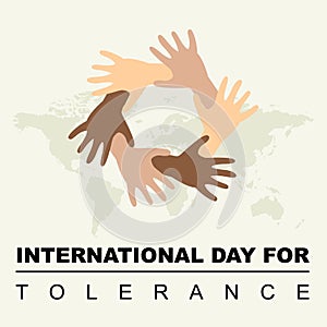 International Day for Tolerance with the six holding hands vector design. Vector illustration.