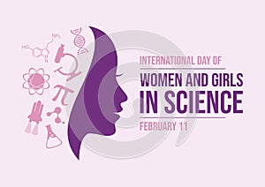 International Day of Women and Girls in Science poster vector illustration