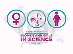 International Day of Women and Girls in Science poster vector illustration