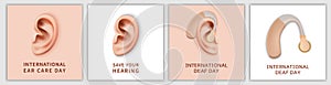 International Deaf Day banner set, realistic style