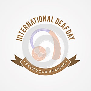 International Deaf Day emblem concept background in flat style