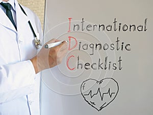 International Diagnostic Checklist IDC is shown using the text photo