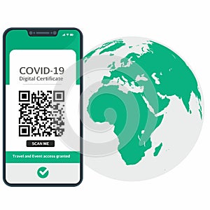 International Digital Certificate of vaccine for Covid-19 in a cellphone in order to travel between countries and access cultural