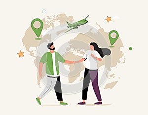International employment abstract concept vector illustration set. Expat work, internship, arrange appointment, apply.