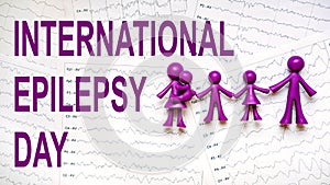 International Epilepsy Day, Epilepsy awareness. Purple toy adults and kids people, family and International Epilepsy Day photo