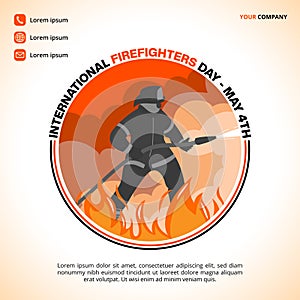 International Firefighters Day Background with a silhouette firefighter