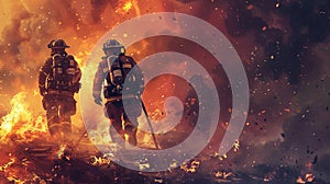 International Firefighters Day, two firefighters extinguish the fire