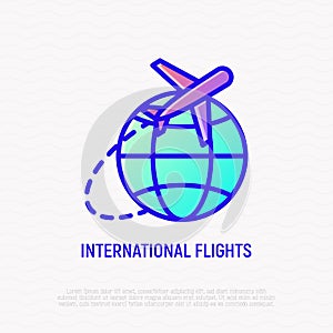 International flights thin line icon