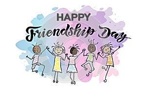 International friendship day handwrite lettering text