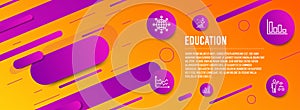 International globe, Histogram and Diagram chart icons set. Graph chart, Stats and Algorithm signs. Vector