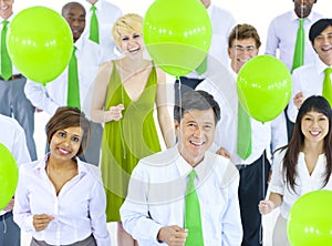 International Green Business People Meeting Balloon