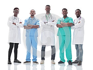 International group of medical professionals . isolated on white