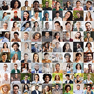 International group of people posing outdoors and indoors, collage