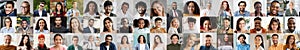 International group of people posing on various backgrounds, web-banner