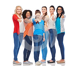 International group of women showing thumbs up