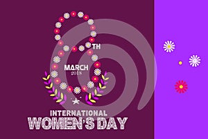 International Happy Women`s Day celebration concept with stylish floral decorated text 8th March on brown background