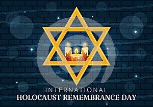 International Holocaust Remembrance Day Vector Illustration on 27 January with Yellow Star and Candle to Commemorates the Victims