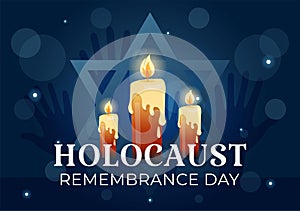 International Holocaust Remembrance Day Vector Illustration on 27 January with Yellow Star and Candle to Commemorates the Victims