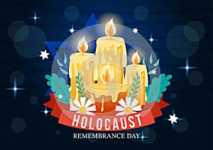International Holocaust Remembrance Day Vector Illustration on 27 January with Yellow Star and Candle to Commemorates the Victims photo