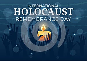 International Holocaust Remembrance Day Vector Illustration on 27 January with Yellow Star and Candle to Commemorates the Victims photo