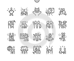 International Hug Day Well-crafted Pixel Perfect Vector Thin Line Icons 30 2x Grid for Web Graphics and Apps.