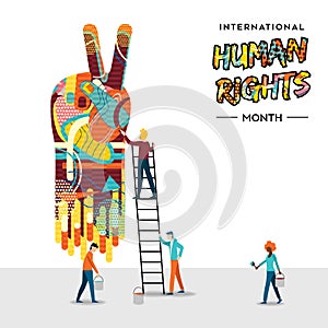 International Human Rights card of people teamwork