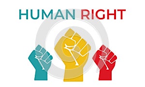 International Human Rights Day. Concept of social diversity. Solidarity fist.